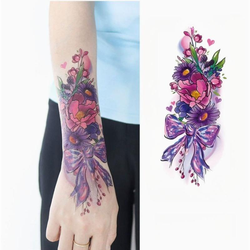 1Pc Butterfly Love Tattoo Sticker, Suitable For Women'S Beautiful And Fashionable Body Decoration With Colorful Designs