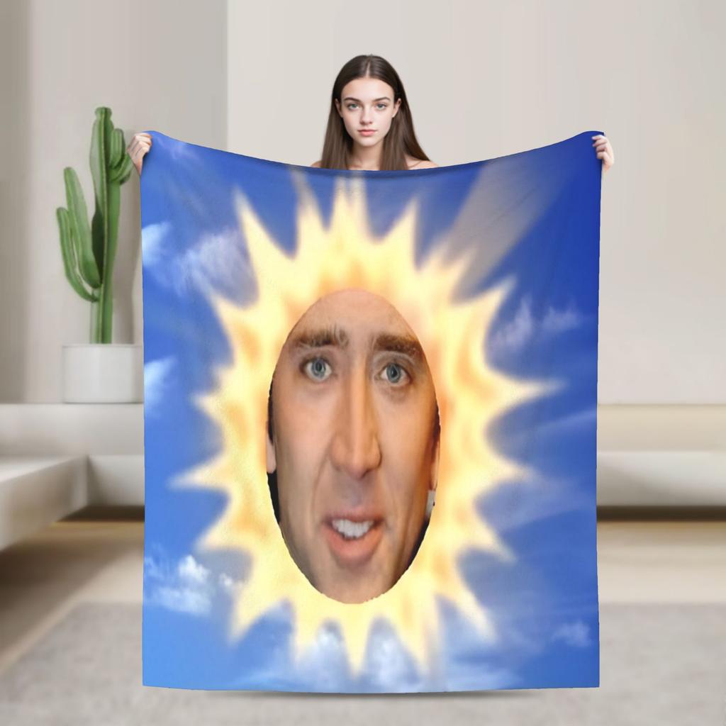 Cozy Nicolas Cage Headshot? Blanket Merch Bed Decorative Throw Blanket Super Warm Fleece for Office