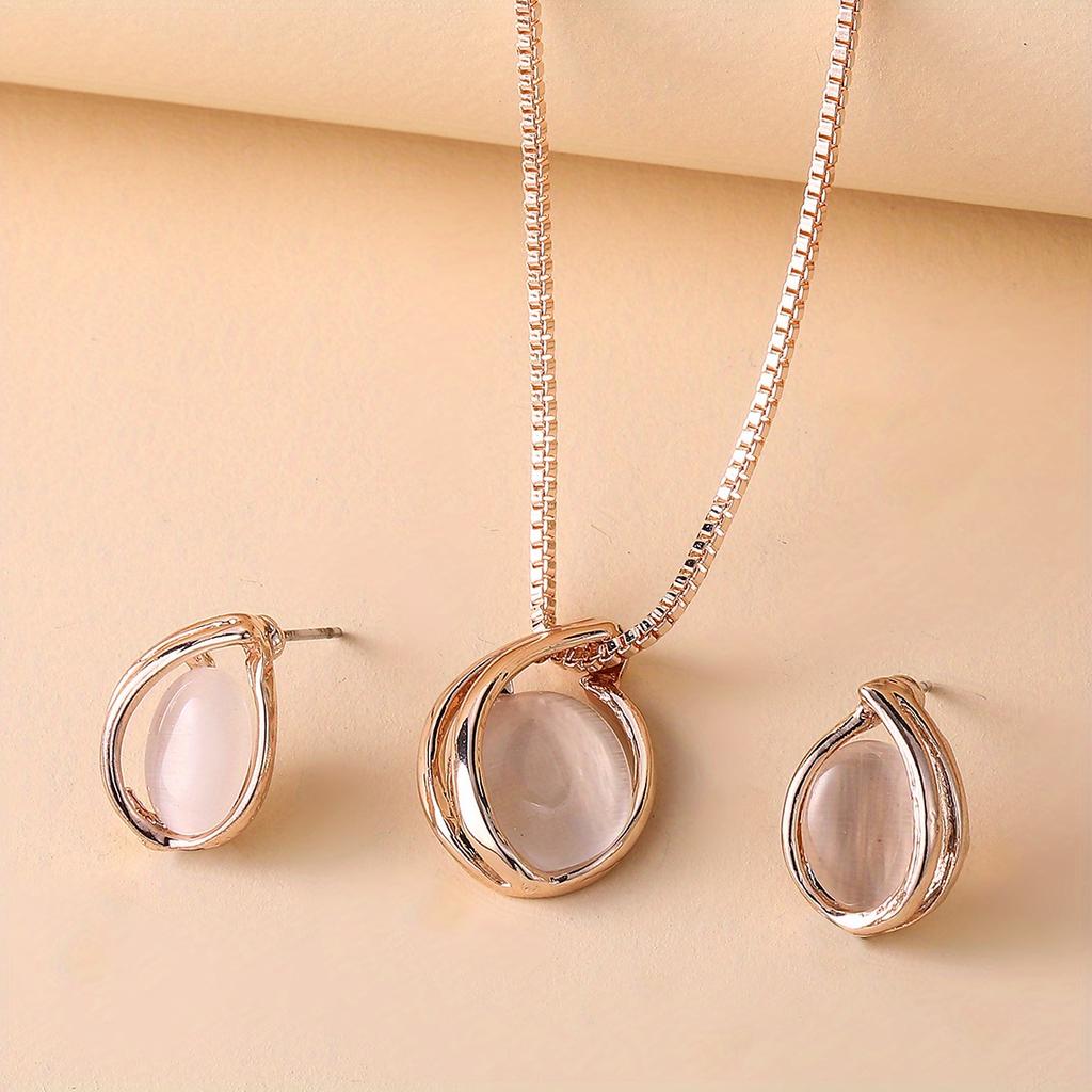 Women's Necklace and Earrings Jewelry Set, Pendant and Stud Earrings Two-Piece Set, Holiday Party, Celebration, Wedding Accessories, Gift