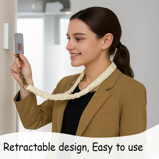 4Pcs Stretchy Retractable Scrunchie Lanyard Set with Waterproof ID Card Holders Soft Telescopic Neck Lanyards for Keys Cards And