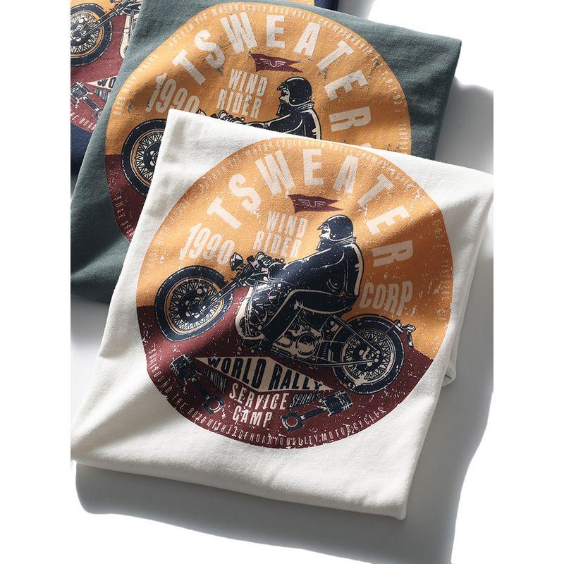 American Retro Short Sleeve T-Shirt Men's Pure Cotton Print Undershirt Trendy Trendy Bottoming Shirt Export Cattle Goods Cotton T-shirt