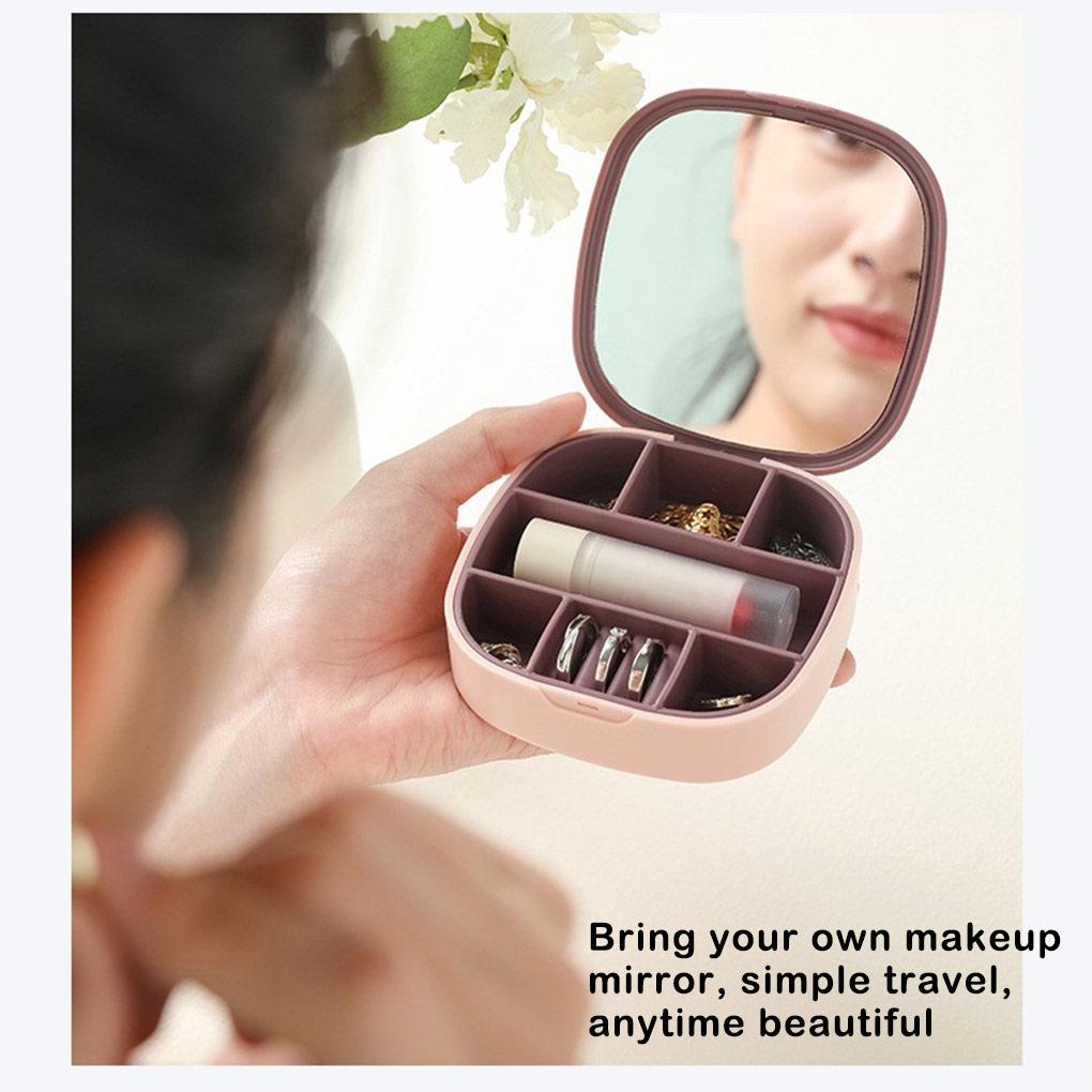 Portable Jewelry Display Box Organizer Travel Household Jewelries Case with Mirror Ornaments Storage Containers Girls