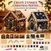 Maison de Noël en Bois 3D Kit de Peinture Diamant DIY Ornement Perlé Décoration d'Artisanat de Fête Suspension pour Sapin de Noël Décoration de Maison Cadeau Festif