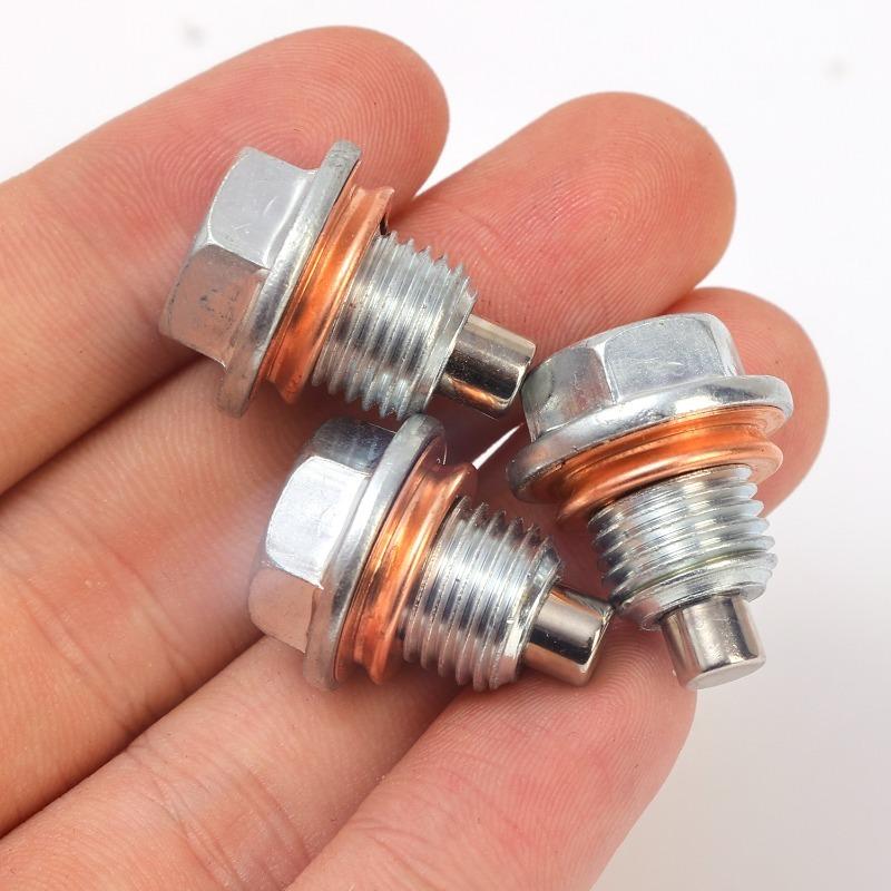 Magnetic Oil Drain Plug M12 X 1.25 Neodymium Magnet Stainless Steel Bolt with Seal Ring Heavy Duty Oil Plug for Toyota Nissan