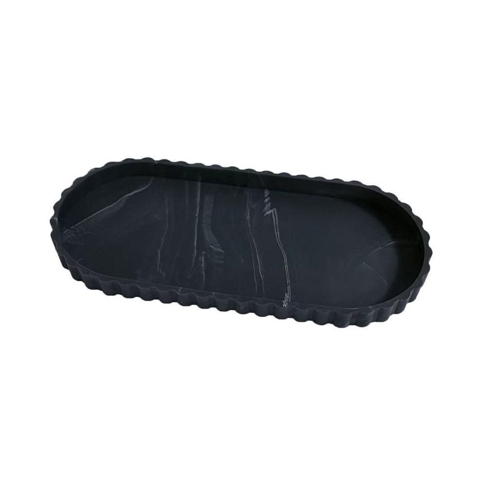 Oválná úložná miska s vlnitým okrajem Mramorový vzor Úložná miska na toaletní stolek Podnos na vystavení šperků Toaletní stolek