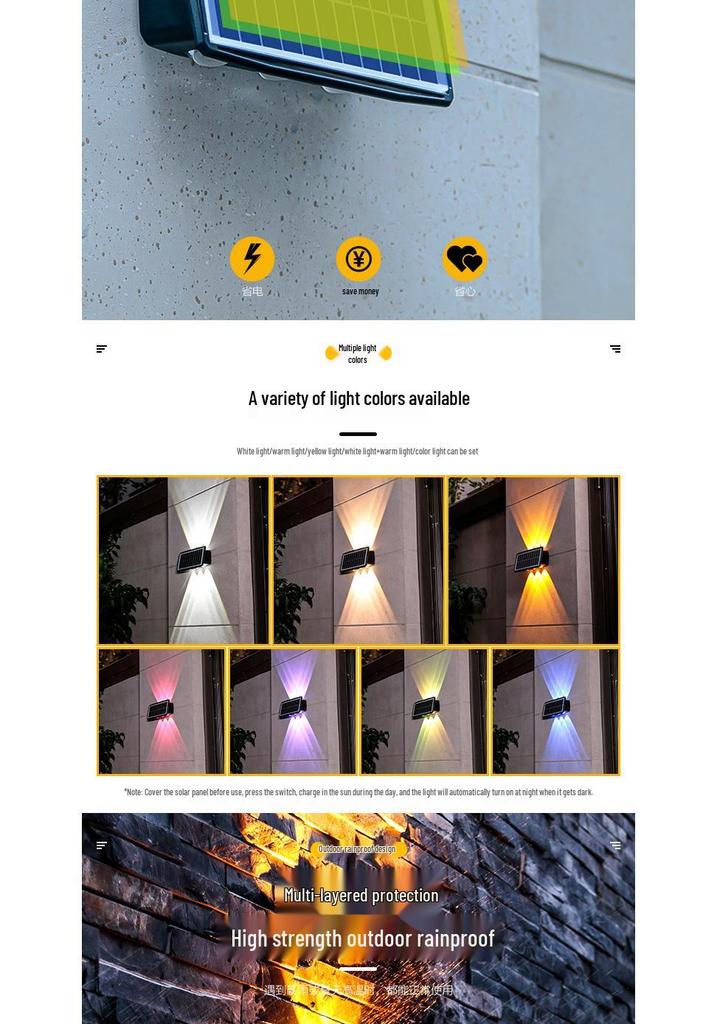 Solar Double Head Wall Light: Waterproof Outdoor Spotlight for Villas and Courtyards