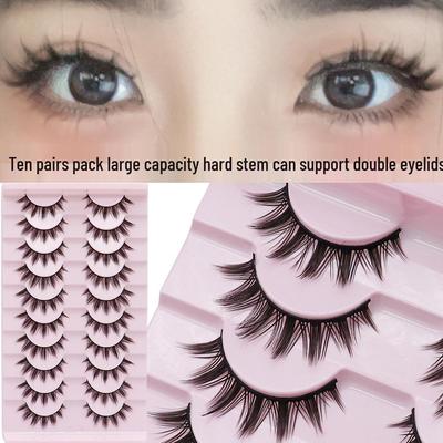 Natural Dense Soft Nude Bridal Eyelashes with Black Hard Stem Support for Daily Wear, Large Capacity