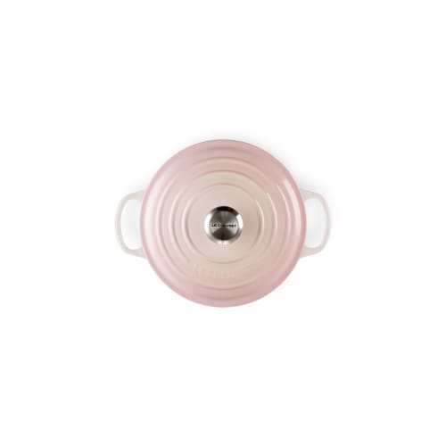 Le Creuset Signature Japonaise Cocotte, 24 cm, Shell Pink, Cast Iron Enamel Pot, Gas, Induction, and Oven Compatible [Official Japanese Product]