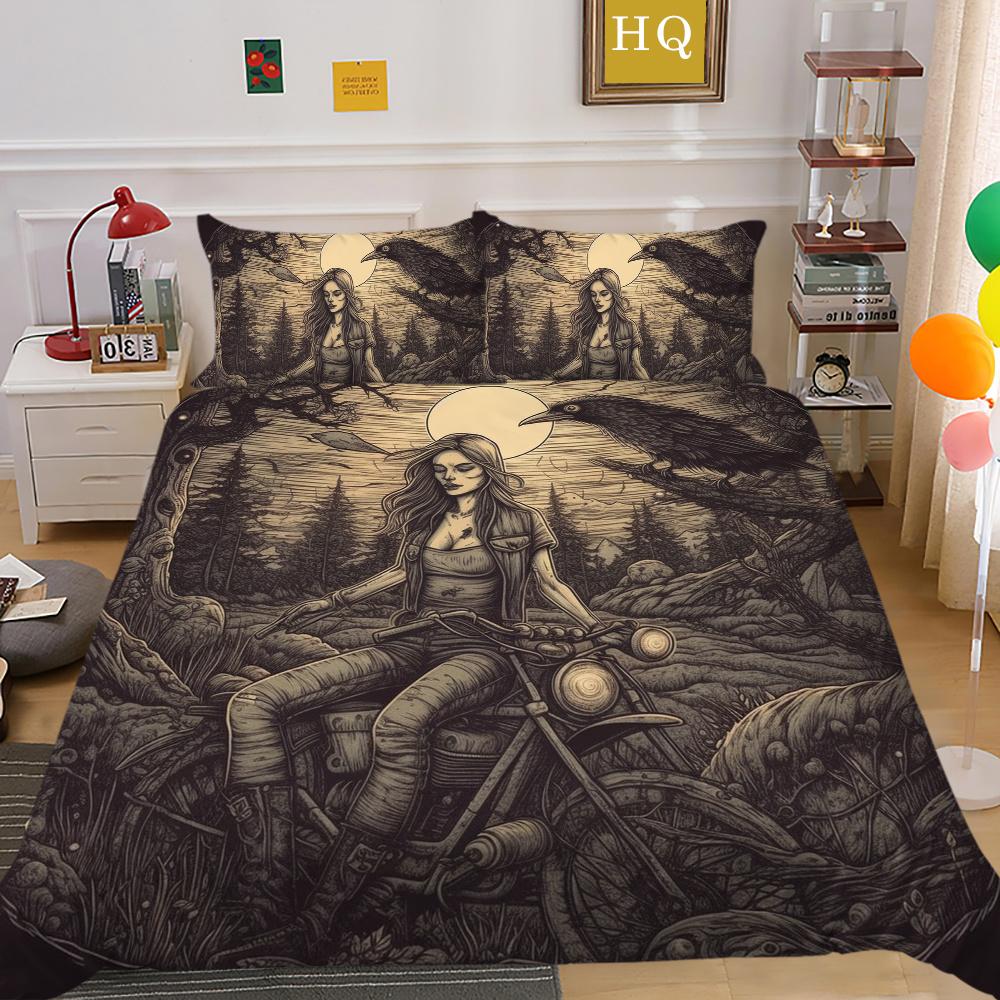 Beauty Skull Printed Comforter Cover Set Twin Size Polyester Bedspreads Man Fashion Design Duvet Cover Set
