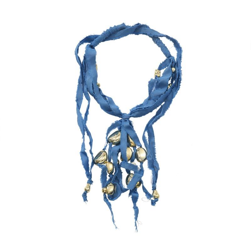 Handmade Bohemian Resin Pendant Necklace With Woven Fabric Chain Geometric Design Unisex 2025 Blue