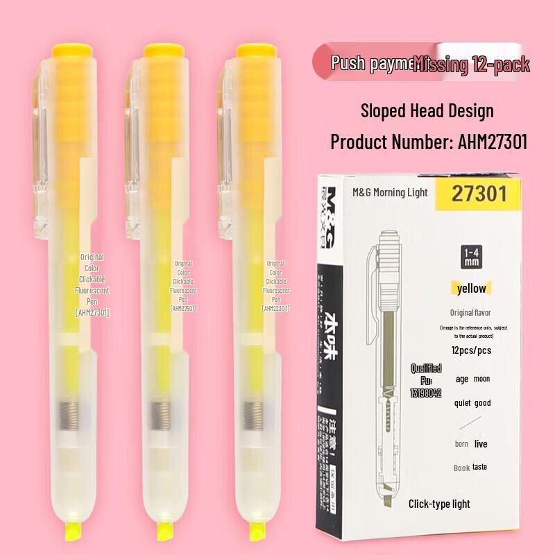 M&G Retractable Highlighter Pen