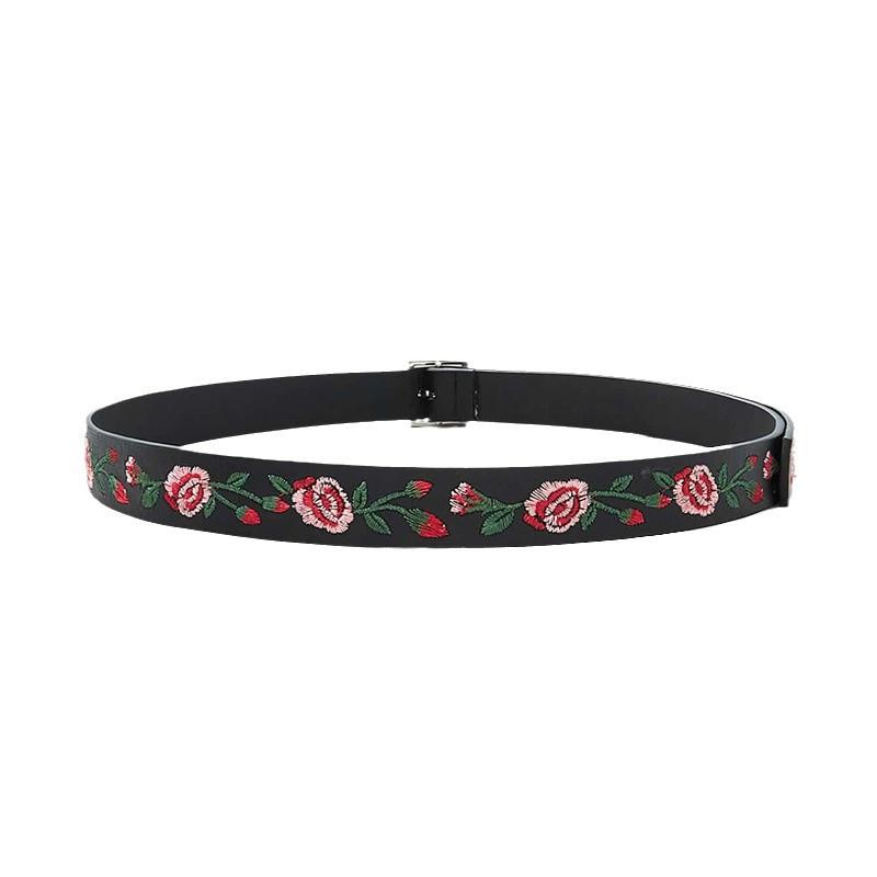 Ladies' Fashionable and Elegant Embroidered Sweet Rose Belt, Exquisite Ladies' Embroidered Belt, Women's Belt