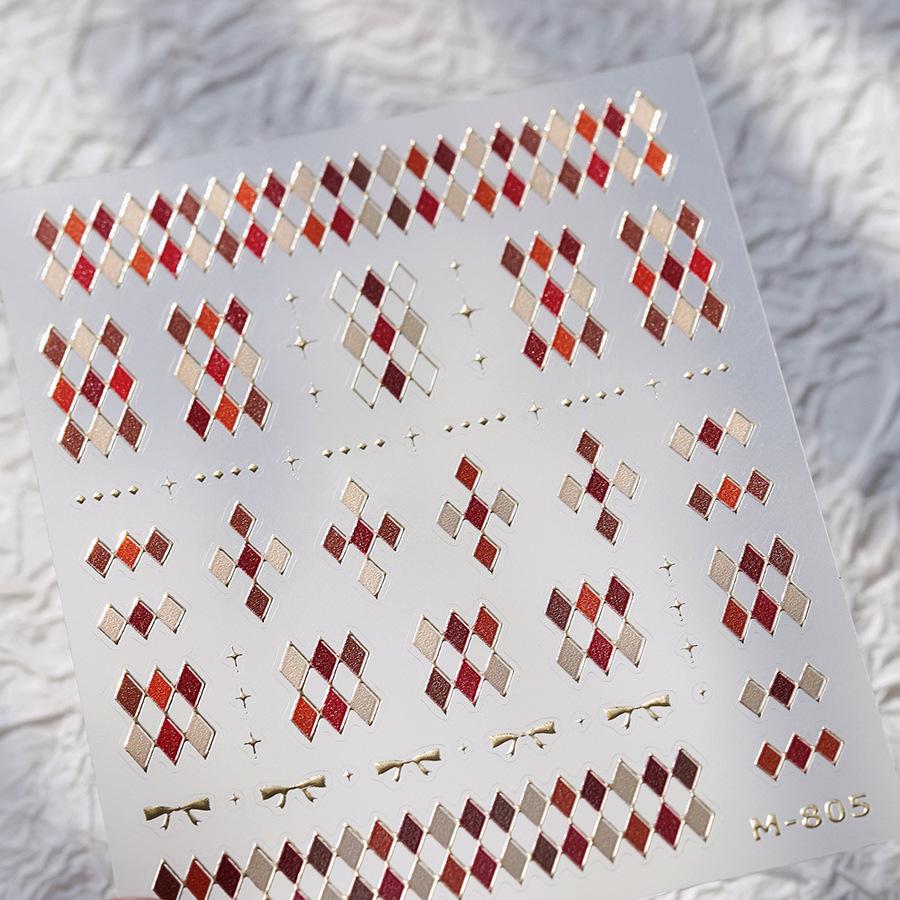 

New Ferrite Embossed Diamond Lattice Nail Stickers - Frosted Manicure, Hot Stamping Series M-804.