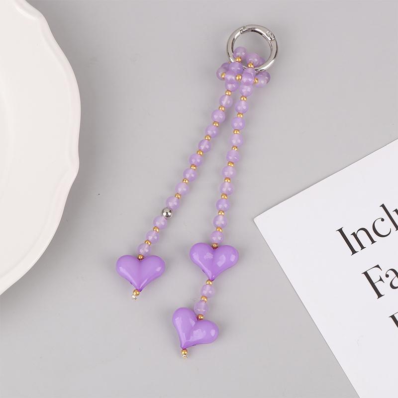 Bag Charm For Women Y2K Accesories Love Heart Pendant Colorful Beads Chain  Lady Jewelry