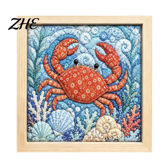 Relaxing Art Projects No-Sew Japanese Fabric Kit, DIY Mosaic Kits for Adults Beginners, Quilted Wall Collage Craft with Frame & Tools, Kits,