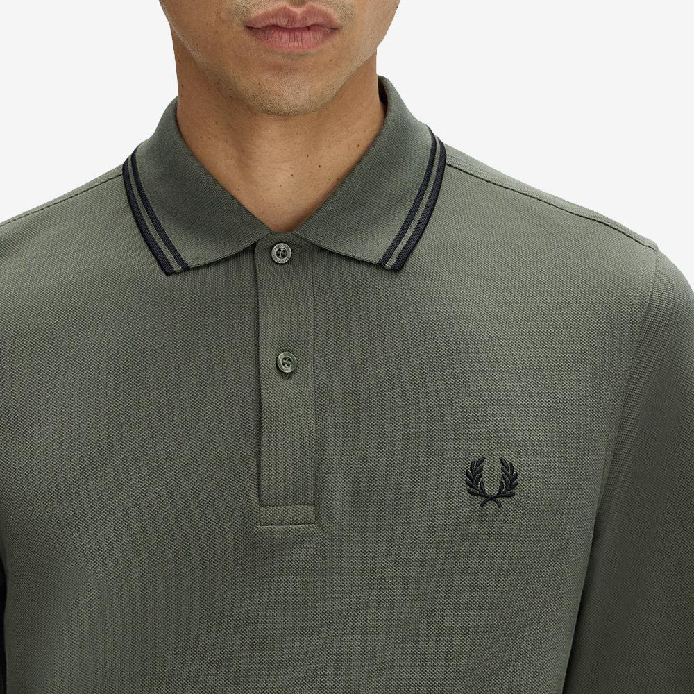 FRED PERRY [M3636] Long Sleeve Twin Tip Fred Perry Shirt - Laurel Green/Black Afpm2533636-Z50