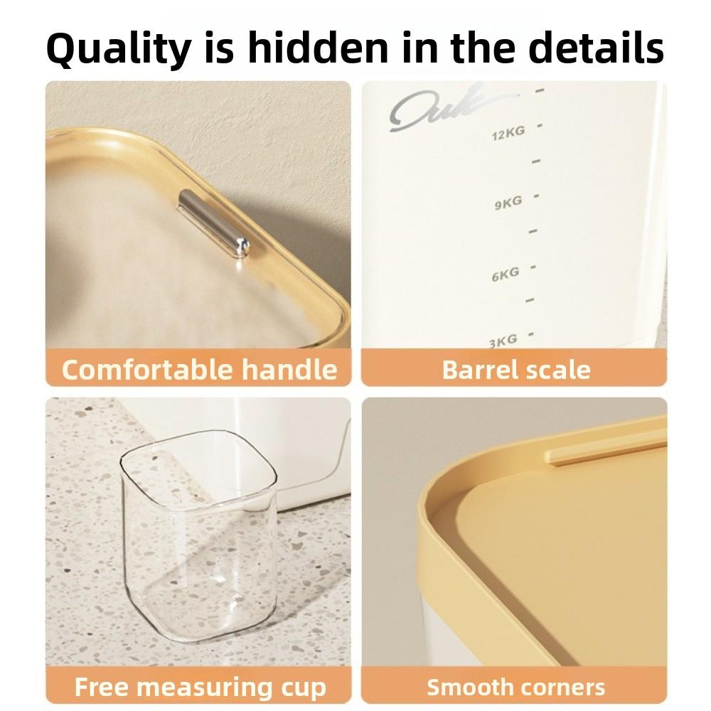 Plastic Sealed Jar Sliding Lid Rice Bucket New Grain Storage Bin  Kitchen Use