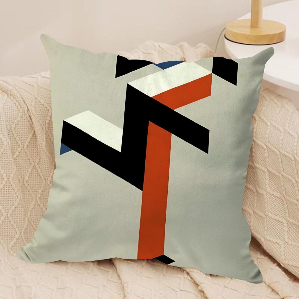 Abstract B-Bauhaus Geometry Cushion Cover Soft Plush Fabric Double-Sided Printed Sofa Cushion Cover for All Seasons Home Decor