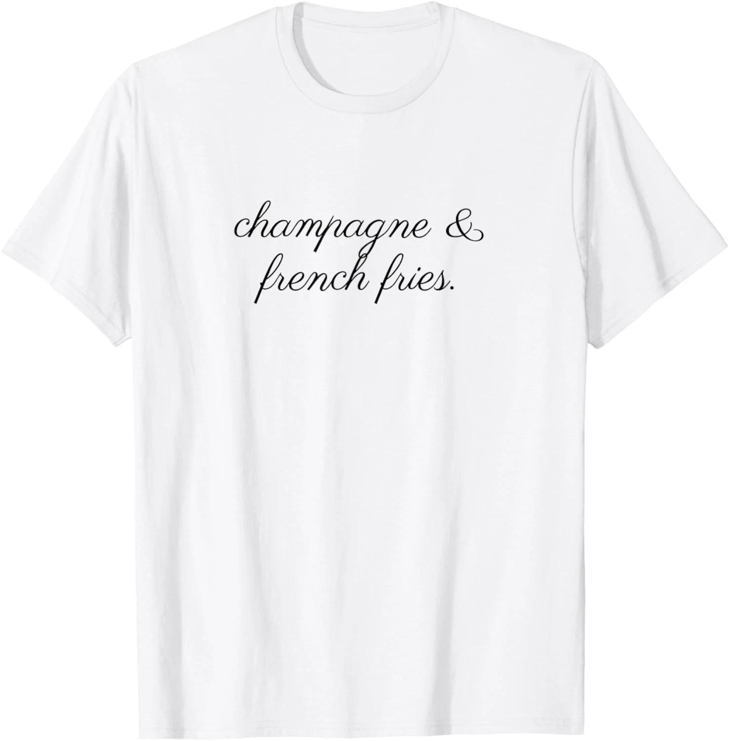 Funny Champagne & French Fries Shirt – Food Lover T-Shirt L