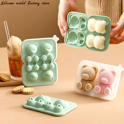 Silikon dünya DIY 4/2 Sevimli Ayılar Şekli Buz Küpü Silikon Kalıp Buz Izgarası Ev Mutfak Dondurma Kalıpları Buz Topu Buz Yapma Kutusu