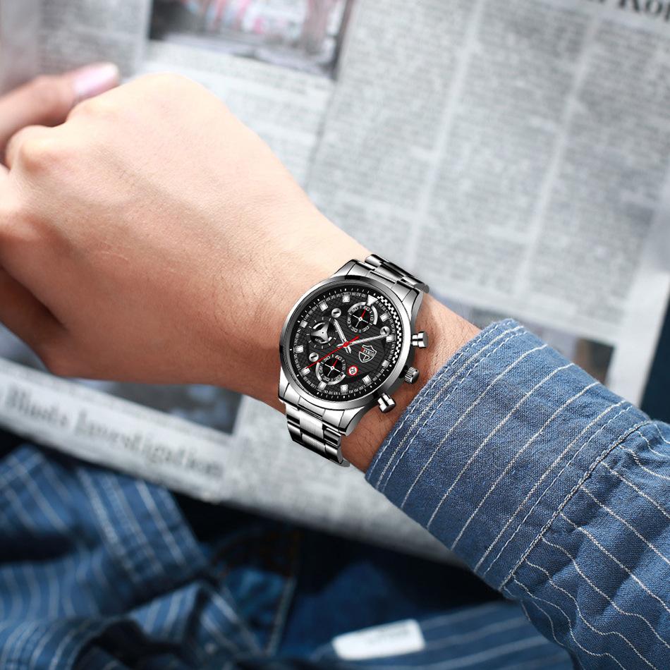 Trendy Brand Business Men's Watch Luxury Sports Men's Calendar Watch Student Sports Watch Stainless Steel Watch Quartz Watch