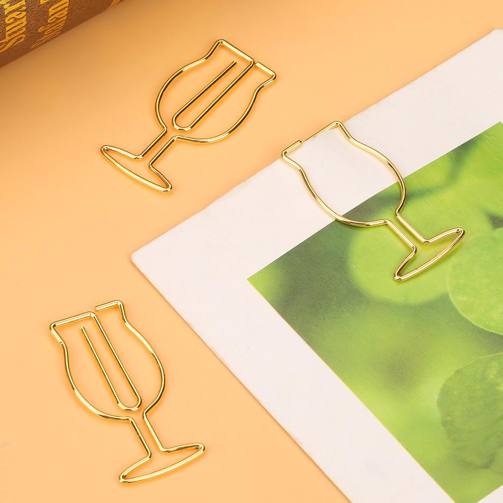 10pcs Gold Electroplating Metal Goblet Shaped Paper Clips Funny Cute Book S for   School Stationery