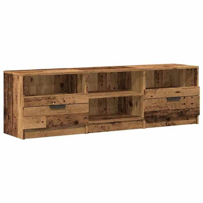 vidaXL Meuble TV vieux bois 150x33,5x45 cm bois d'ingénierie, banc TV, meuble hifi, centre de divertissement, buffet TV, 856852