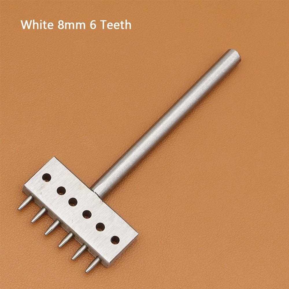 1Pcs New 2/4/6Teeth Leather Punching Tool Manual 4/5/6/8mm Hole Punch Tool Hole Spacing Drilling Steel Round Punch Die Set