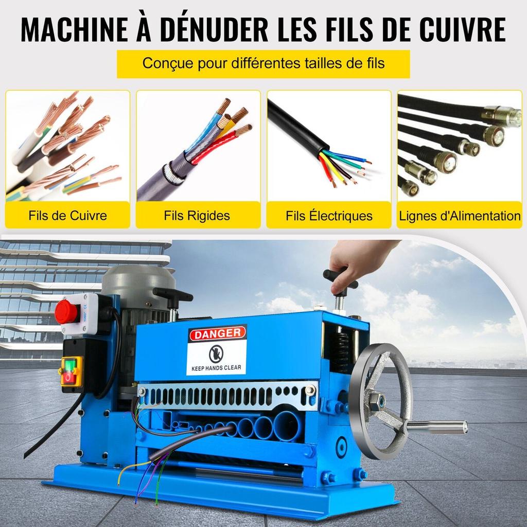 1,5-38MM Automatische Kabelstripper 370W Soorten Metalen Kabel Draadstripper Met 10 Messen Aangedreven Elektrische Kabelstripper 15 M/Min