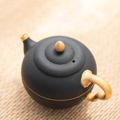 Black Ceramic Gold-Decorated Teapot Creative Filter Ceramic Kung Fu Tea Set