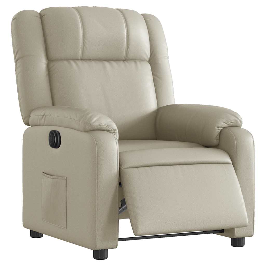 Electric Recliner Chair Cream Synthetic Leather
