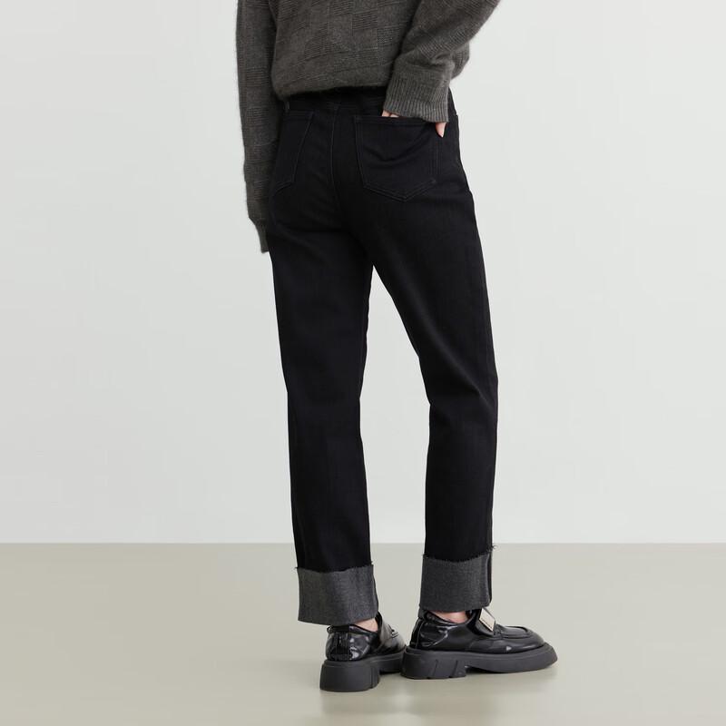 Elva' Island Women's High-Waist Straight-Leg Rolled Hem Jeans