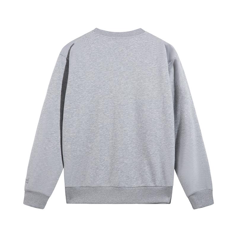 Li Ning Sweatshirts Men's Heather Gray Geologic Gray Mixed Color Crew Neck Moderate AWDVJ29-2