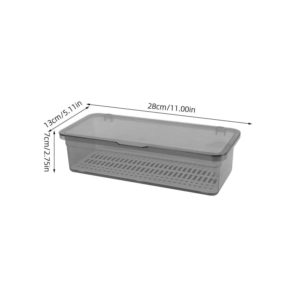 2Pcs Chopstick Storage Box PP Material Large Capacity Kitchen Utensil Container with Drainage Holes Stackable Space Saving