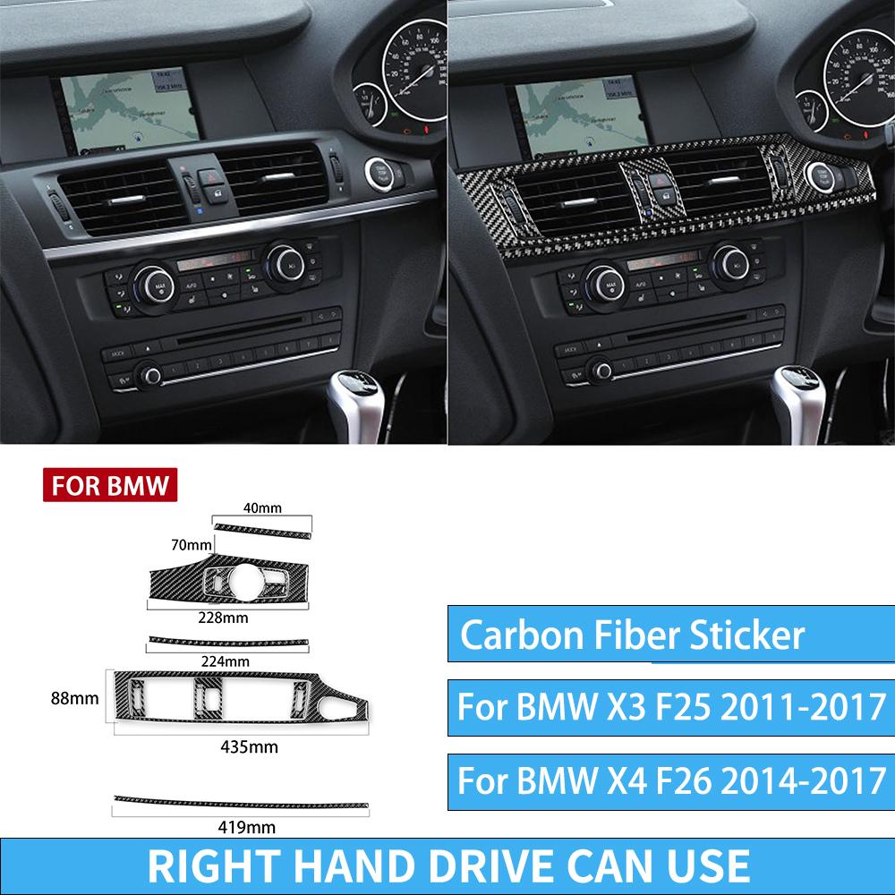 For BMW X3 F25 2011-2017 For X4 F26 2014-2017 Accessories Interior Dashboard Gear Outlet Full Set Kit Carbon Fiber Cover Sticker