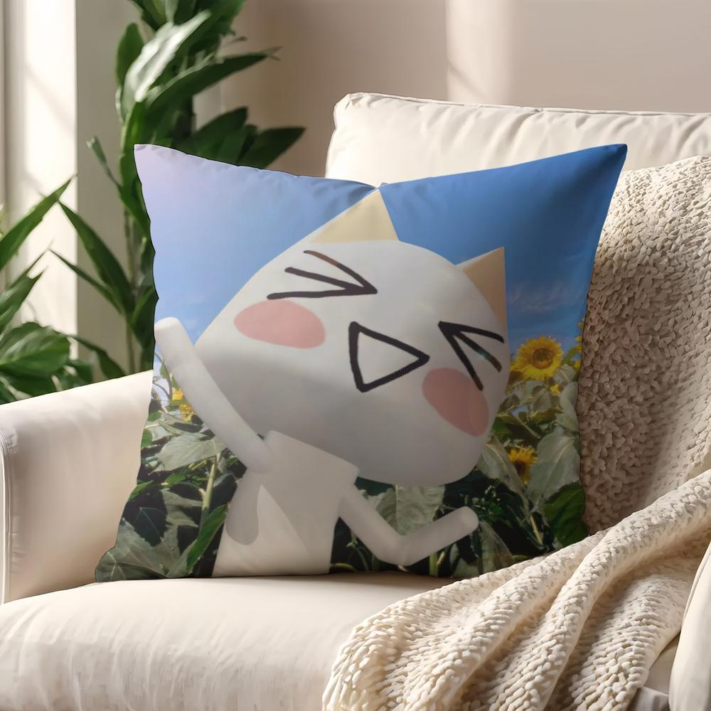 Cartoon Toro Inoue Cute cat cushion cover Pillow Case Pillowcase Soft Skin Friendly & Comfortable with a Hidden Zipper