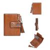 New pu women's wallet Korean oil wax leather fringed fashion short multi-card zipper change bag