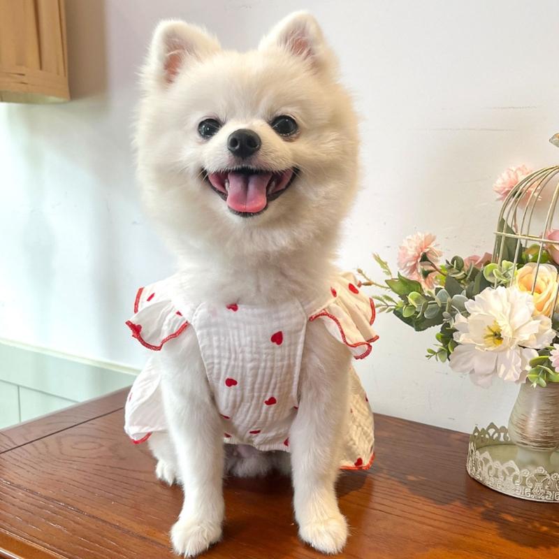 Heart Pullover Dog Dress for Medium to Large Dogs for Spring Basic Heart Pullover Clothes Princess Heart Pattern