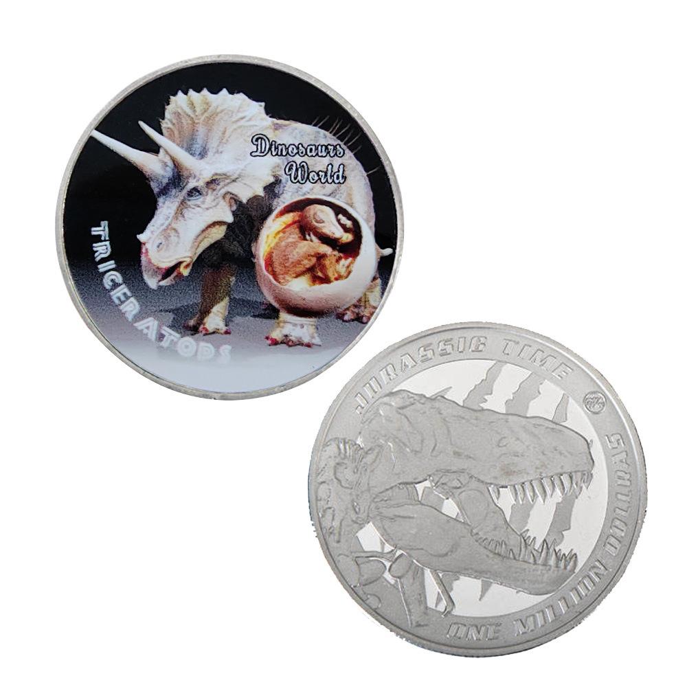 Moneda Conmemorativa Moneda de Dinosaurio Set Completo, Viene con Bolsa de Terciopelo, Insignia Metálica Colección Regalo Insignia Conmemorativa Regalo