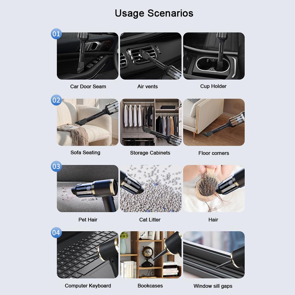 Wireless Vacuum Cleaner Strong Suction Mini Powerful Cleaning Machine Rechargeable Cordless Vacuum Duster for Home Pet & Office