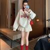 Women's College-Style Color-Block Cartoon Polo Sweatshirt for Spring and Autumn 2025 - Stylish, Youthful, Petite Fit