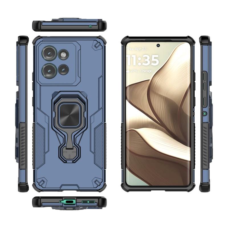For Motorola Edge 50 5G Phone Case WANLONFENG PC TPU Back Cover Kickstand with Tempered Glass