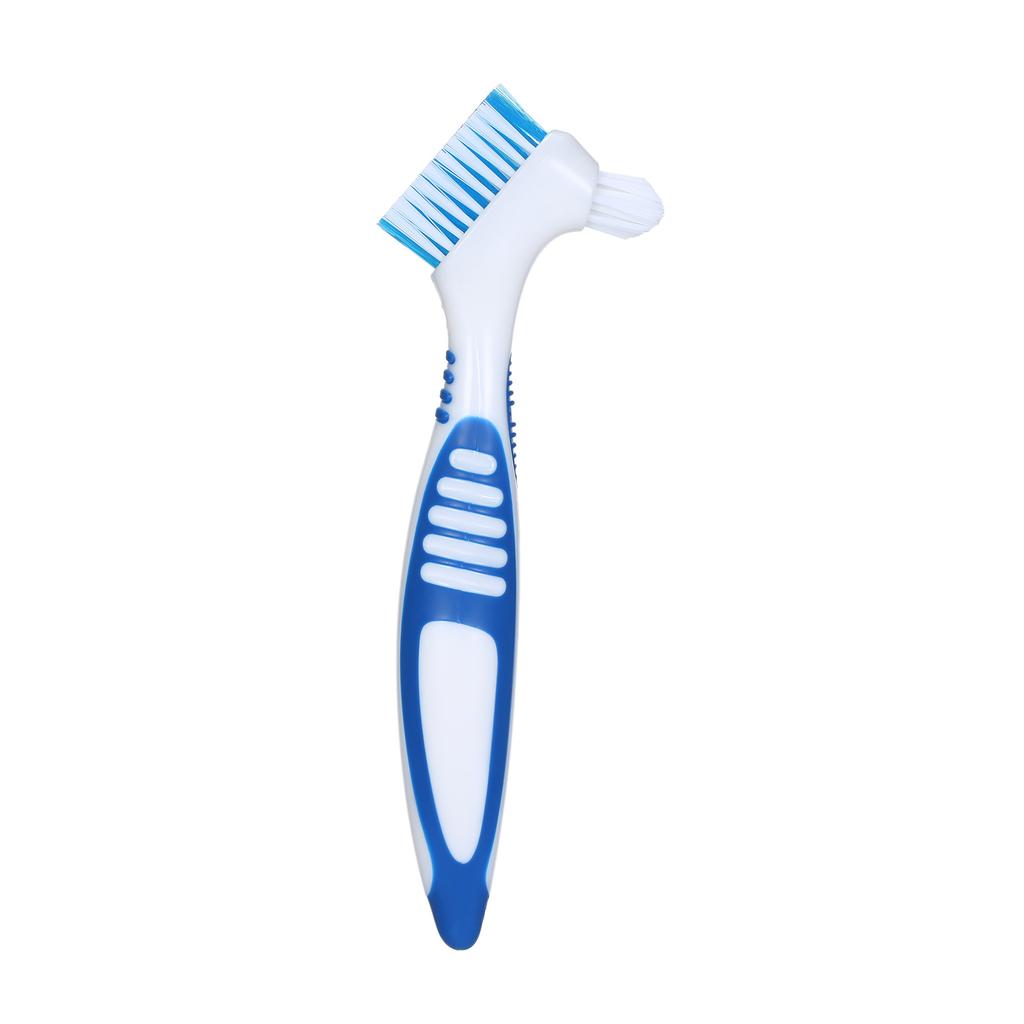 Denture Cleaning Brush Multi Layered Bristles False Teeth Brush Bristles Ergonomic Rubber Handle Oral Care Tool