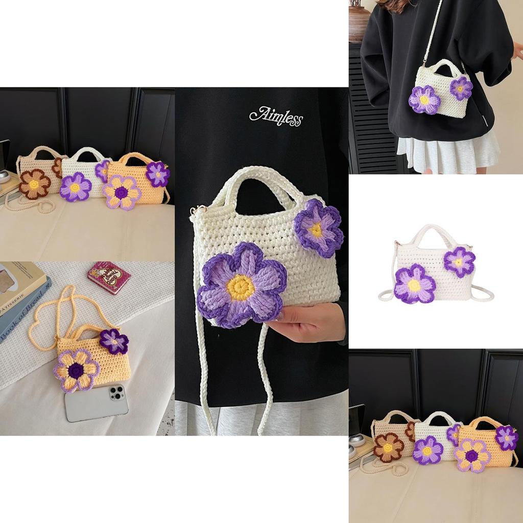 Soft Cottontextured Small Shoulder Bag With Flower Design For Daily Wear