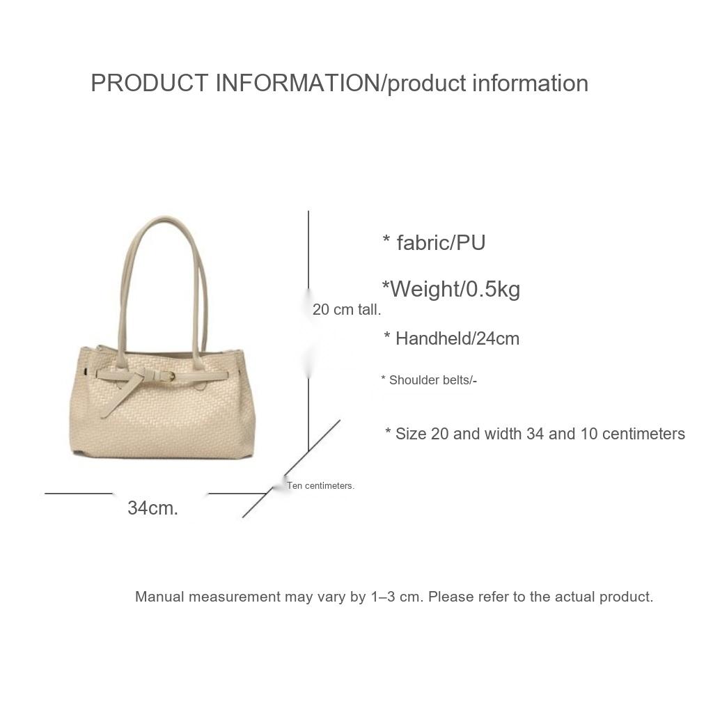 Xeie Thuk Tote Bag Women PU Woven Texture Handheld Shoulder Daily Commute