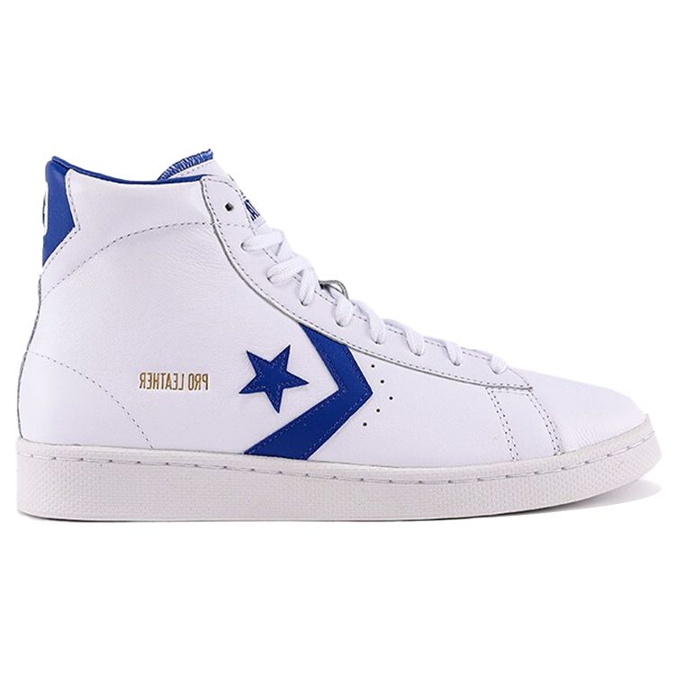 Converse Cons Pro Leather Round Toe Lace-Up Synthetic Leather Shock Absorption High-Top Retro Basketball Shoes Unisex Sneaker White Light-Blue 170359C