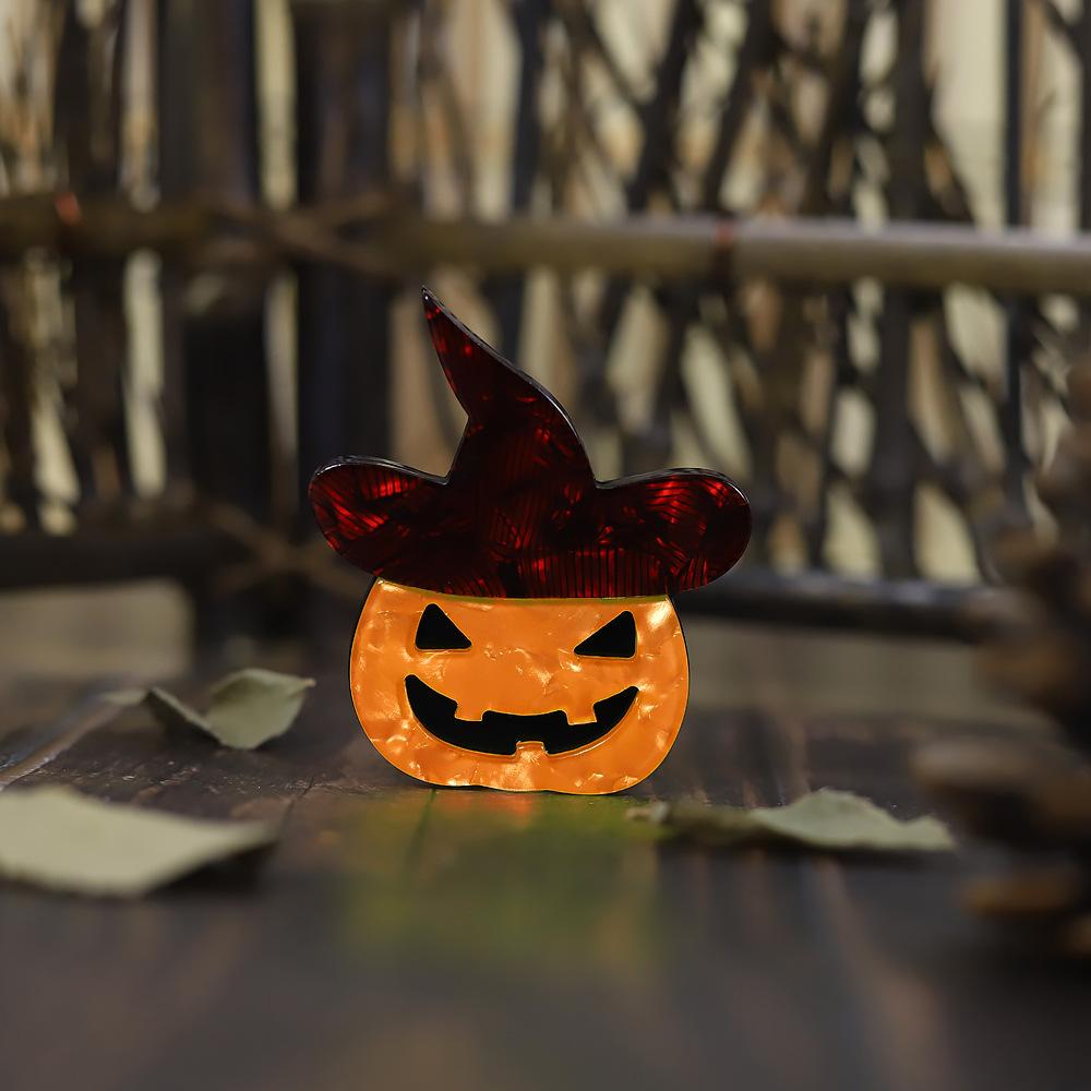 Acrylic Animal Brooch Halloween Pumpkin Head Cartoon Chest Flower Accessory