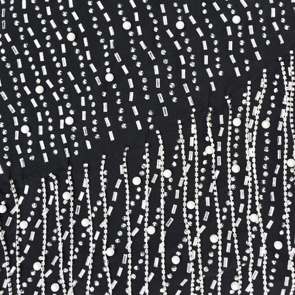 European & American Fashion Women's Long Sleeve Mesh Dress with Beaded Short Skirt