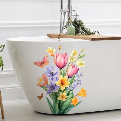 Gemalte Blume Badezimmer Toilette Verschönerung Dekosticker