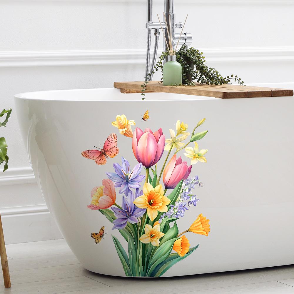 

Painted Flower Bathroom Toilet Beautification Decorative Sticker 30*39CM/fun-m405